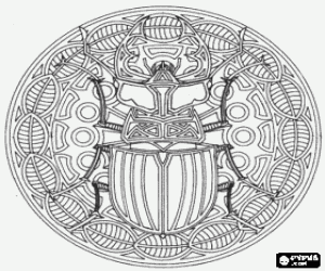 Figurative Mandala, a beetle within a square coloring page