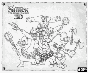Fiona leading the warriors ogres coloring page