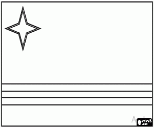 Flag of Aruba, autonomous region within the Kingdom of the Netherlands in the Caribbean coloring page