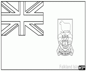 Flag of Falkland Island, British Overseas Territory in the South Atlantic Ocean coloring page