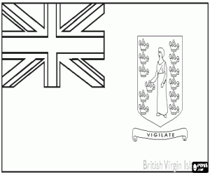 Flag of the British Virgin Islands, british overseas territory in the Caribbean coloring page