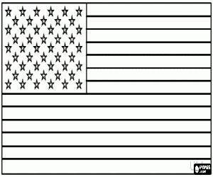 Flag of the United States of America or USA coloring page