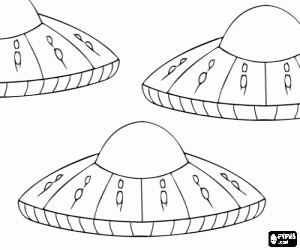 Flying Saucers or UFOs in the space coloring page