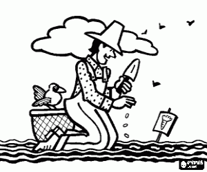 Gardener or horticulturist sowing the seeds in the garden coloring page