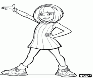 Girl doing a model or mannequin position coloring page