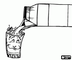 Glass cup filled with the liquid from a tetrabrick coloring page