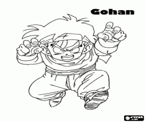 Gohan and Son Gohan, son of Goku and Chichi, Saiyan warrior and half-human half coloring page