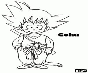 Goku, a Saiyan warrior brave boy ready to find the Dragon Balls coloring page
