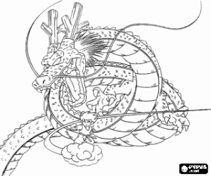 Goku and Shenron, the Eternal Dragon that is when someone gathers all seven Dragon Balls and utters the magic spell coloring page