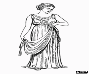 Greek woman or lady with her tunic or chiton coloring page