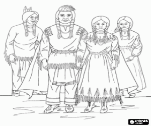 Group of Indians of the tribe of nimipu coloring page