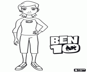 Gwen Tennyson, one of the protagonists of Ben 10 and Ben 10 Alien Force coloring page