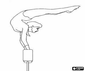 Gymnast in the exercise of the balance beam coloring page