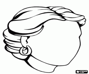 Head of a young woman with white face to draw coloring page