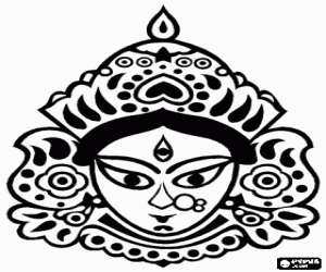 Head of the Durga goddess, one of the aspects of Parvati coloring page