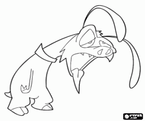Hector panting tired from running coloring page