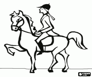 Horse and rider performing a dressage exercise coloring page