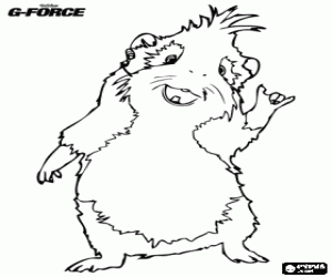 Hurley, a glutton guinea pig from the pet store that joins the team of agents G-Force coloring page