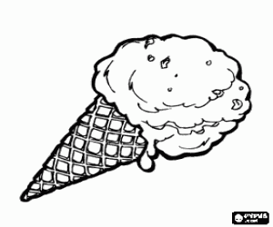 Ice cream cone, biscuit cone with a scoop of ice cream coloring page