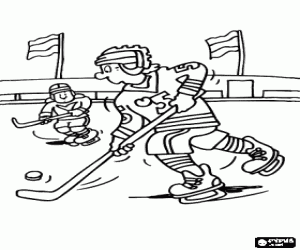 Ice hockey match, a winter sport and a team sport coloring page