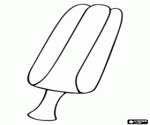 Ice pop, popsicle, ice lolly or ice block, ice made with water and sugar, coloring and flavoring with a wooden stick coloring page