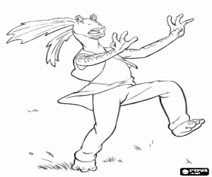 Jar Jar Binks, amphibious inhabitant of the planet Naboo coloring page
