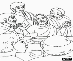 Jesus at the Last Supper with the apostles coloring page