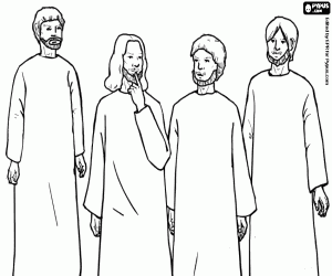 Jesus with some of his disciples coloring page