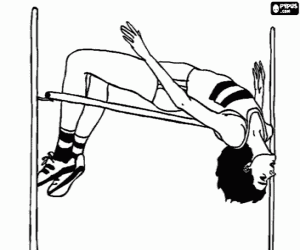Jumper trying to overcome the bar in the high jump coloring page