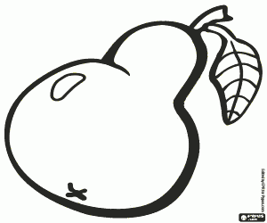 Large pear with a leaf coloring page