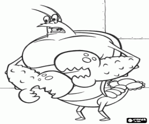 Larry the Lobster is a lifeguard on the beach in Bikini Bottom coloring page
