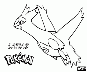 Latias is a Dragon and Psychic type Pok�mon, has the ability to create optical illusions coloring page