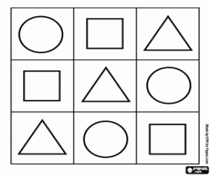 Learn painting each shape in a different color coloring page