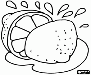 Lemon divided by half with all its juice coloring page