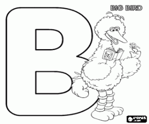 Letter B with Big Bird and a butterfly coloring page