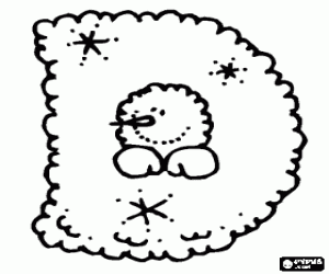 Letter D with a snowman inside coloring page