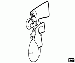 Letter F with the mischievous little mouse coloring page