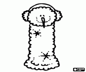 Letter I with the head of a snowman with earmuffs coloring page