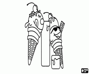 Letter I with two ice creams coloring page