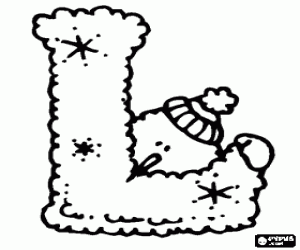Letter L of winter or Christmas coloring page