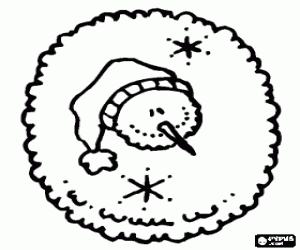 Letter O with a snowman with hat coloring page