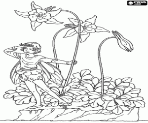 Little elf or pixie looking at the horizon coloring page