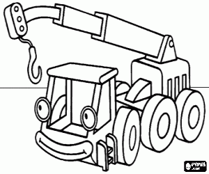 Lofty the crane, one of the machines of the team of Bob the Builder coloring page