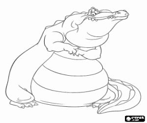 Louis, the alligator that helps Tiana frog and the frog prince to find the priestess to break the spell coloring page