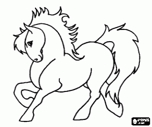 Lovely horse with long mane and long tail coloring page