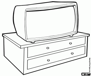 Low furniture with drawers or chest of drawers for the television coloring page