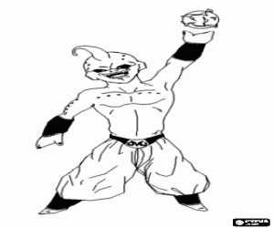 Majin Boo, an evil monster with the ability to absorb people with the aim of annihilating all life in the universe coloring page