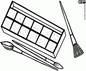 Makeup case with brushes and blushers coloring page
