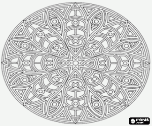 Mandala as a star or daisy in a circle coloring page