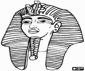 Mask of the pharaoh Tutankhamen with the nemes, famous headdress coloring page